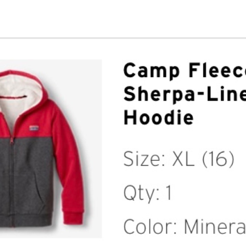 Eddie Bauer Faux Sherpa-Lined Full-Zip Hoodie. Size (13/14)